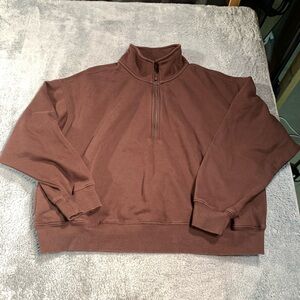 Fabletics Brown Half-Zip Sweatshirt XXL/1X